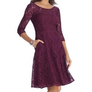 White House Black Market Size 4 Burgundy Lace Dress‎